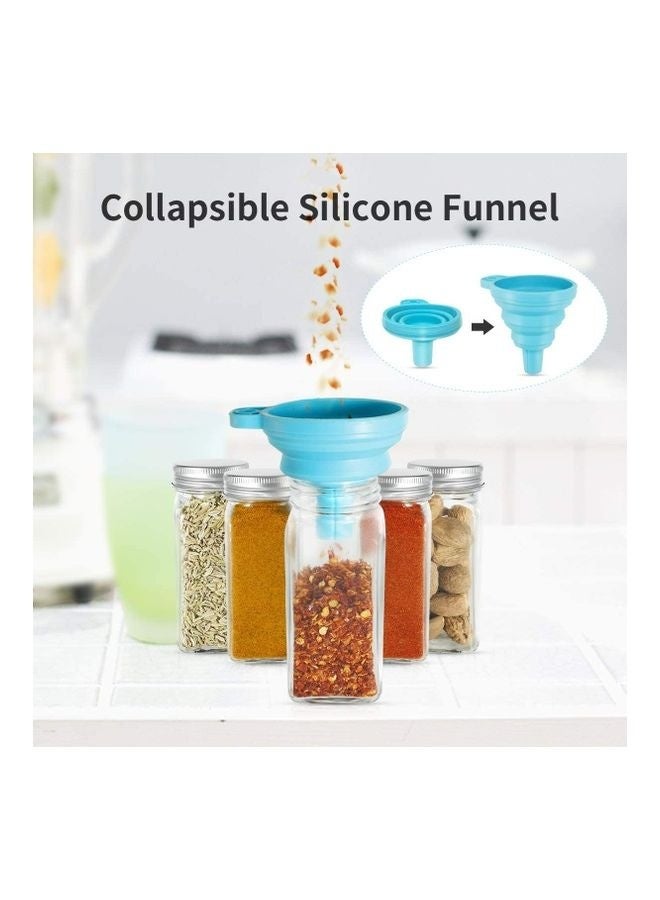 HOMESTAR 24-Piece Glass Spice Jar Set with Airtight Metal Caps- Seasoning Organizer for Kitchen Cabinet Spice Rack with Shaker Lids, Labels, Silicone Collapsible Funnel, Sponge Brush, White board Pen 120ml - Image 4