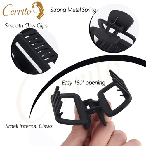 Cerrito Medium Hair Claw Clips for Women 3 Heart & 3 Rectangle, Matte Strong Hold Grip for Thick, Thin Hair, Neutral Aesthetic Accessories for Casual, Office, and Office-Friendly Styling, Multicolor - Image 4