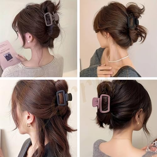 Cerrito Medium Hair Claw Clips for Women 3 Heart & 3 Rectangle, Matte Strong Hold Grip for Thick, Thin Hair, Neutral Aesthetic Accessories for Casual, Office, and Office-Friendly Styling, Multicolor - Image 3