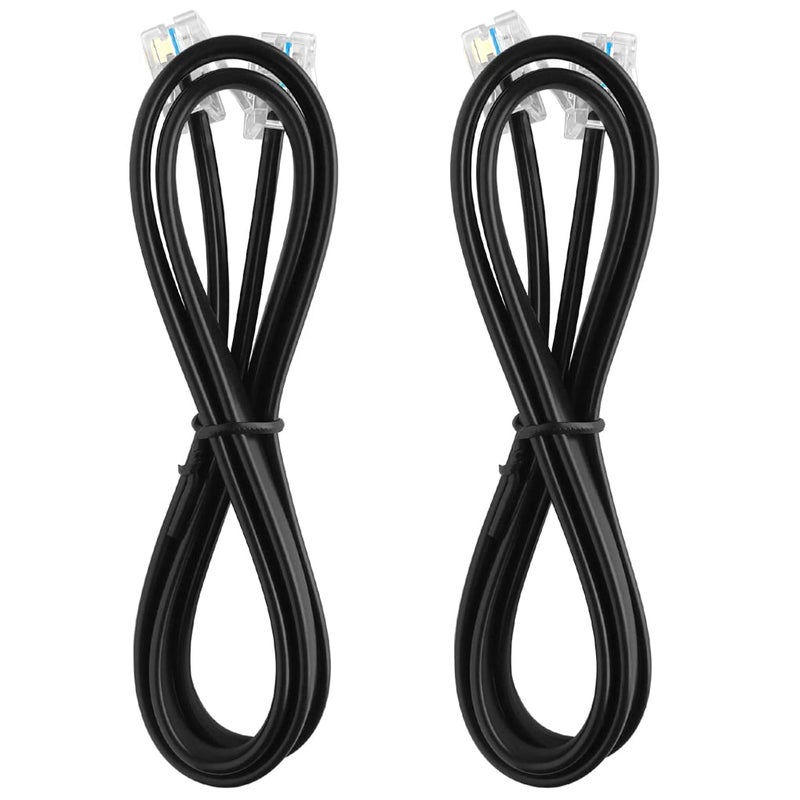 NECABLES 2Pack RJ12 Cable 10ft Phone Cord RJ12 6P6C Male to Male Straight Wired for Both Data and Voice Use Black - 10 Feet - Image 4