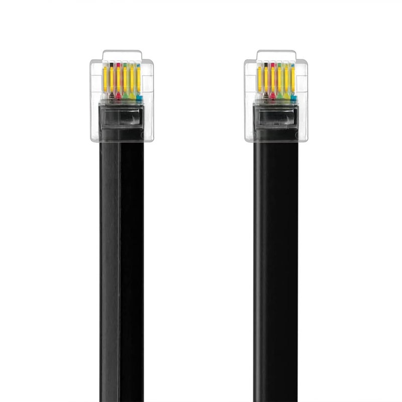 NECABLES 2Pack RJ12 Cable 10ft Phone Cord RJ12 6P6C Male to Male Straight Wired for Both Data and Voice Use Black - 10 Feet - Image 2