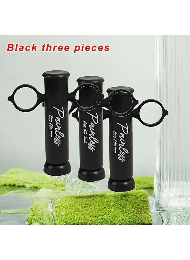 مضخة تفريغ يدوية سوداء من 3 قطع للإسعافات الأولية لدغات البعوض والنحل ولدغات الثعابين - Image 1