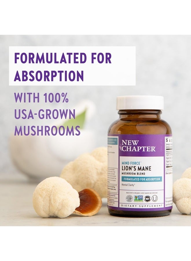 New Chapter Lion's Mane + Reishi Mushroom - LifeShield Mind Force for Mental Clarity with Organic Reishi Mushroom + Vegan + Non-GMO, Nootropic Ingredients - 60 ct - Image 3