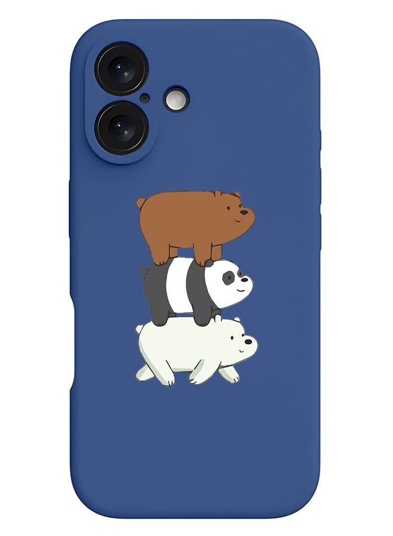 Theodor Protective Slim Fit Case Liquid Silicone Cover with Full Body Protection Anti-Scratch Shockproof Case For Apple iPhone 17 (Blue) Three Panda-01 - Image 1