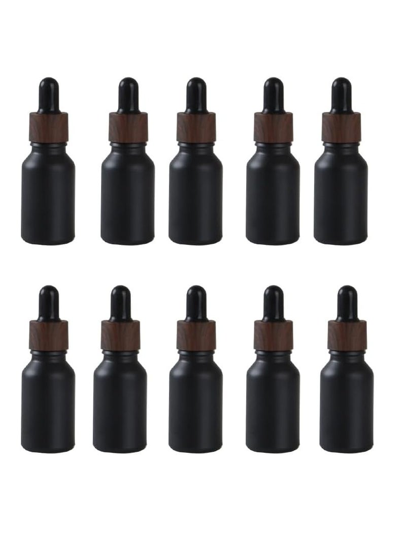 YO - 10 Pack 10ml Thick Glass Dropper Bottle,Black Empty Refillable Travels Oils Dropper Bottle for Essential Oils,Aromatherapy,Perfume,Cosmetic, Laboratory - Image 1