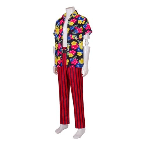 RocailleCos Ace Pet Detective Cosplay Costume Mens 90s Classic Shirt Red Striped Pants Outfit Adult Halloween Suit red S - Image 3
