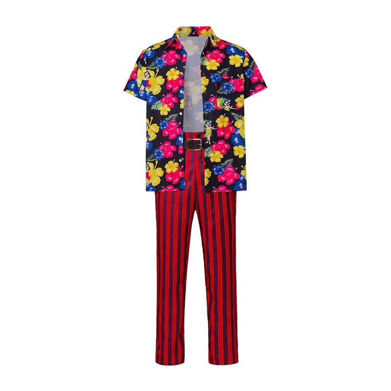 RocailleCos Ace Pet Detective Cosplay Costume Mens 90s Classic Shirt Red Striped Pants Outfit Adult Halloween Suit red S - Image 2