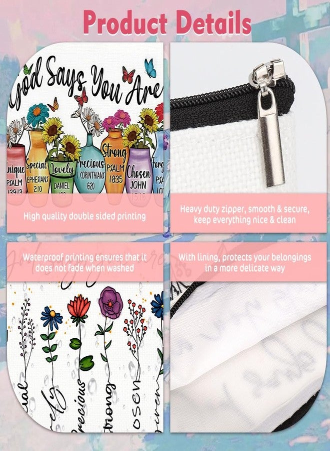 WALLFID FIDWALL Bible Verse Bracelets and Inspirational Makeup Bag Set, 2 NFC Scripture Bracelets (Black & Pink) with God Says You Are Pouch, Christian Daily Encouragement for Women (Colorful Vases) - Image 5