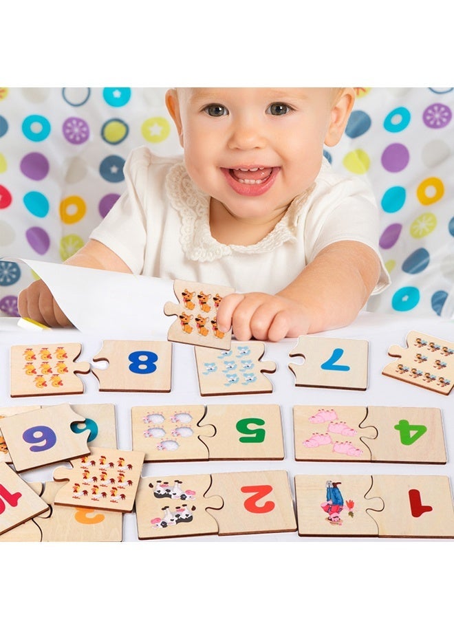 HALAMODO Picture and Number Matching Puzzle - 20 Pcs Wooden Counting Puzzle for Toddlers 3 Year Olds, Non-Toxic Learn to Count Toys with Animal/Fruit Images, Preschool Fine Motor Skills Learning Game for Kids Ages 3-5​ - Image 4