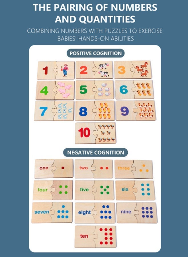 HALAMODO Picture and Number Matching Puzzle - 20 Pcs Wooden Counting Puzzle for Toddlers 3 Year Olds, Non-Toxic Learn to Count Toys with Animal/Fruit Images, Preschool Fine Motor Skills Learning Game for Kids Ages 3-5​ - Image 3