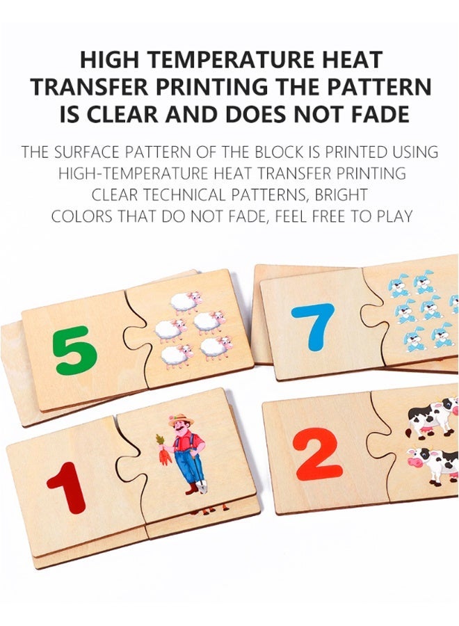 HALAMODO Picture and Number Matching Puzzle - 20 Pcs Wooden Counting Puzzle for Toddlers 3 Year Olds, Non-Toxic Learn to Count Toys with Animal/Fruit Images, Preschool Fine Motor Skills Learning Game for Kids Ages 3-5​ - Image 2