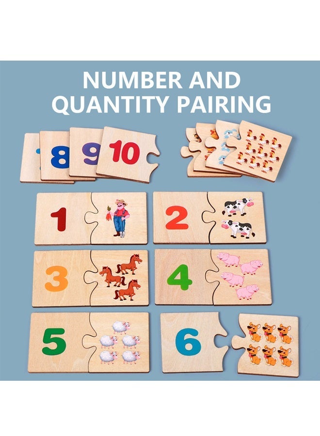 HALAMODO Picture and Number Matching Puzzle - 20 Pcs Wooden Counting Puzzle for Toddlers 3 Year Olds, Non-Toxic Learn to Count Toys with Animal/Fruit Images, Preschool Fine Motor Skills Learning Game for Kids Ages 3-5​ - Image 5