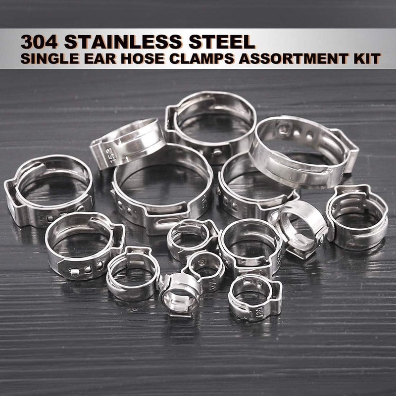 Keadic 80Pcs 1/4"-15/16" 304 Stainless Steel Single Ear Hose Clamps Clips Pex Pinch Clamp Assortment Kit for Various Hoses Plastic Tubes Use - Image 4