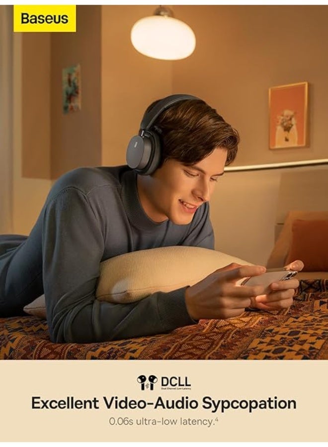 Baseus Bowie H1i Wireless Headphones, 38dB Active Noise Cancelling Headphones with Bluetooth V5.3, Spatial Audio, 0.038s Low Latency, LHDC Hi-Res Sound, ENC Mics (Cluster Black) - Image 4