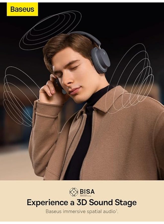 Baseus Bowie H1i Wireless Headphones, 38dB Active Noise Cancelling Headphones with Bluetooth V5.3, Spatial Audio, 0.038s Low Latency, LHDC Hi-Res Sound, ENC Mics (Cluster Black) - Image 5