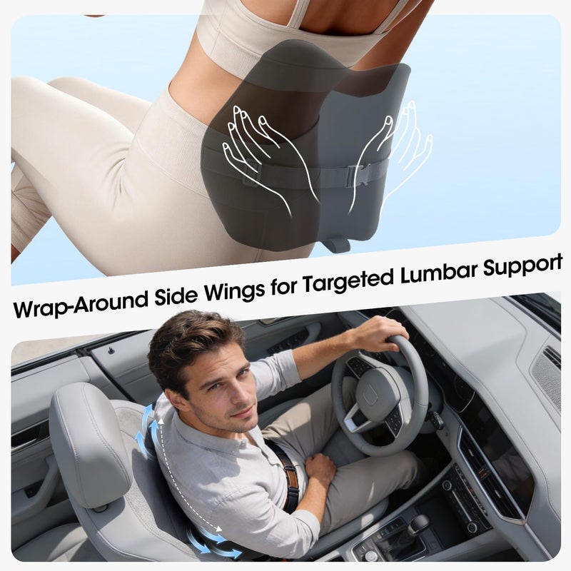 QUTOOL Lumbar Support Pillow for Car Seat â€“ High-Density Memory Foam, Provides Comfort for Long Drivers, Relieves Lower Back Discomfort, Adjustable Strap Stays Put, Fits Most Cars, SUVs & Trucks (Black) - Image 3