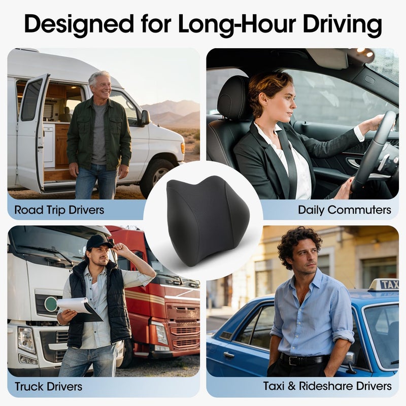 QUTOOL Lumbar Support Pillow for Car Seat â€“ High-Density Memory Foam, Provides Comfort for Long Drivers, Relieves Lower Back Discomfort, Adjustable Strap Stays Put, Fits Most Cars, SUVs & Trucks (Black) - Image 5