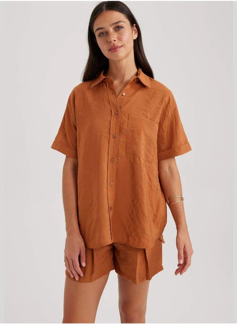 DeFacto Woman Woven Top Short Sleeve Shirt