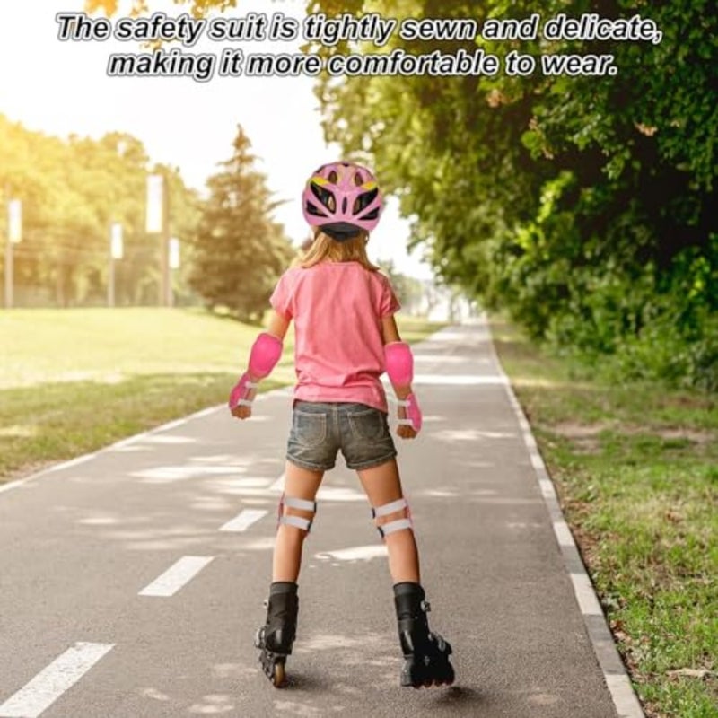 Bike Helmet, طقم خوذة اطفال بنات, Toddler Helmet Safety Set with Knee Elbow Pads Wrist Guards, Adjustable Cycling Skating Protective Gear Set for Girls Boys Aged 3-10 - Image 5