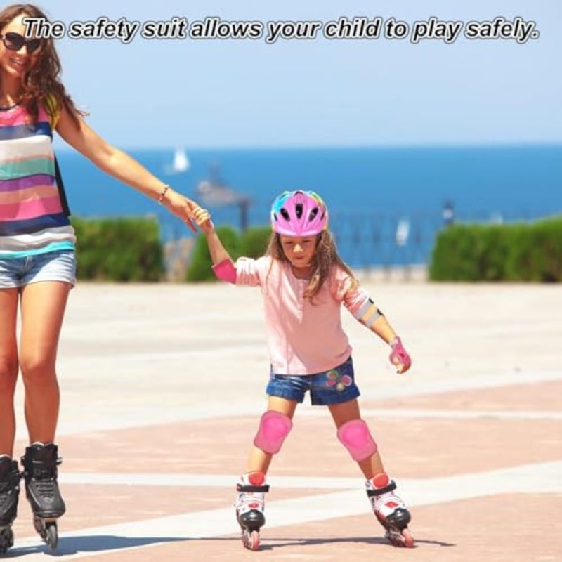 Bike Helmet, طقم خوذة اطفال بنات, Toddler Helmet Safety Set with Knee Elbow Pads Wrist Guards, Adjustable Cycling Skating Protective Gear Set for Girls Boys Aged 3-10 - Image 3
