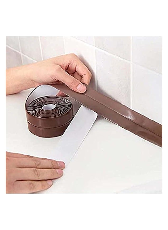 erorex Caulking Tape Strip, Anti-Mould Caulking Sealing Self-Adhesive Bathtub Caulking Tape, Suitable for Kitchen Sink, Bathroom, Shower and Bathtub Floor Wall Protection (2 Brown Waterproof Glue) - Image 3