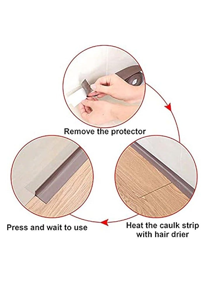 erorex Caulking Tape Strip, Anti-Mould Caulking Sealing Self-Adhesive Bathtub Caulking Tape, Suitable for Kitchen Sink, Bathroom, Shower and Bathtub Floor Wall Protection (2 Brown Waterproof Glue) - Image 4