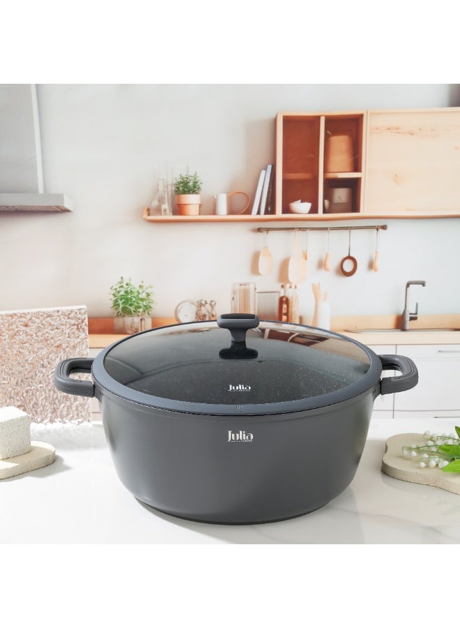 جوليا قِدر جوليا  إيليت إيدج 40 سم مع غِطاء - رمادي - جرانيت أسود غير لاصق - يدعم الحث الحراري - Image 2