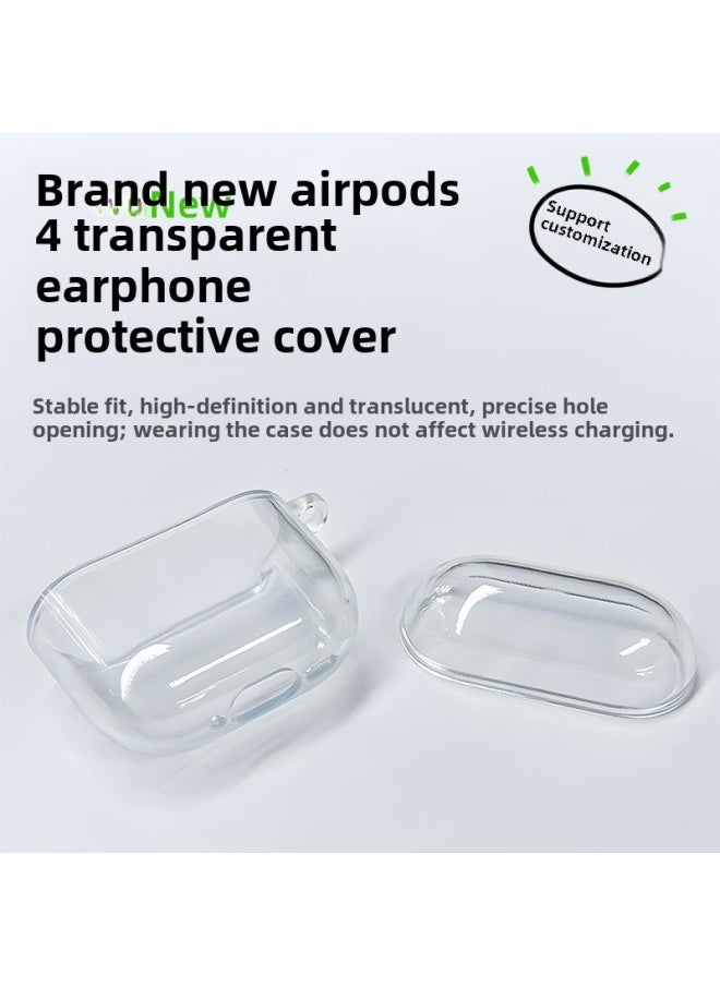 Generic - For Apple Headset Airpods4 Wireless Bluetooth Headset Protective Cover TPU Transparent Headset Protective Cover Material-Color:Tpu Soft Shell + Pearlescent Bag + Lanyard-Applicable Models:Second Generation = 1/2 Universal: With Hanging Ears - Image 1