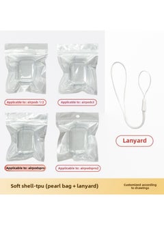 For Apple Headset Airpods4 Wireless Bluetooth Headset Protective Cover TPU Transparent Headset Protective Cover Material-Color:Tpu Soft Shell + Pearlescent Bag + Lanyard-Applicable Models:Second Generation = 1/2 Universal: With Hanging Ears