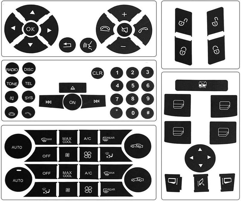 Lizixny Car Interior Stickers Button Decals Compatible with Mercedes Benz 2007-2014, Interior Door Armrest Window Switch Button Trim Cover Sticker, Black - Image 1