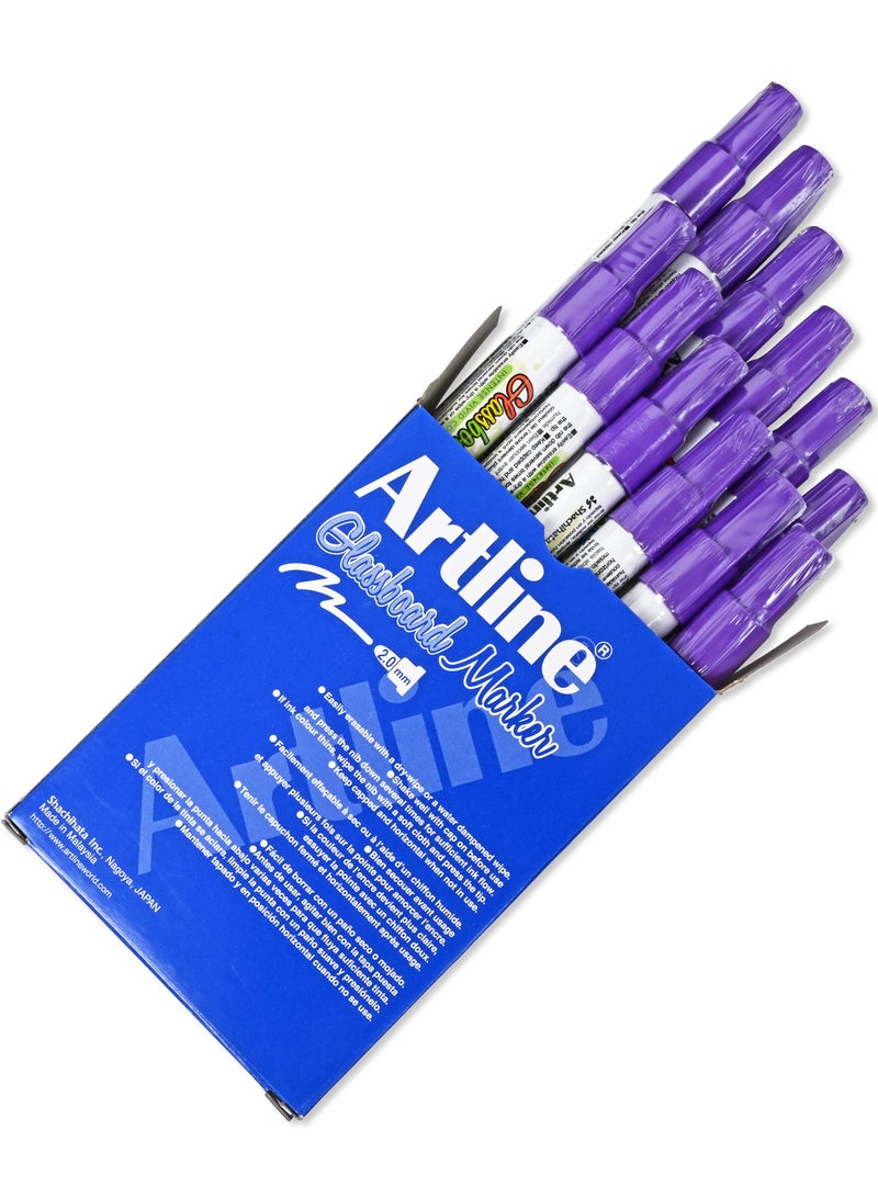 Artline ماركر زجاجي آرتلاين 12 قطعة EPG-4، خط 2.0 مم، لون: بنفسجي - ARMKEPG-4PU - Image 4