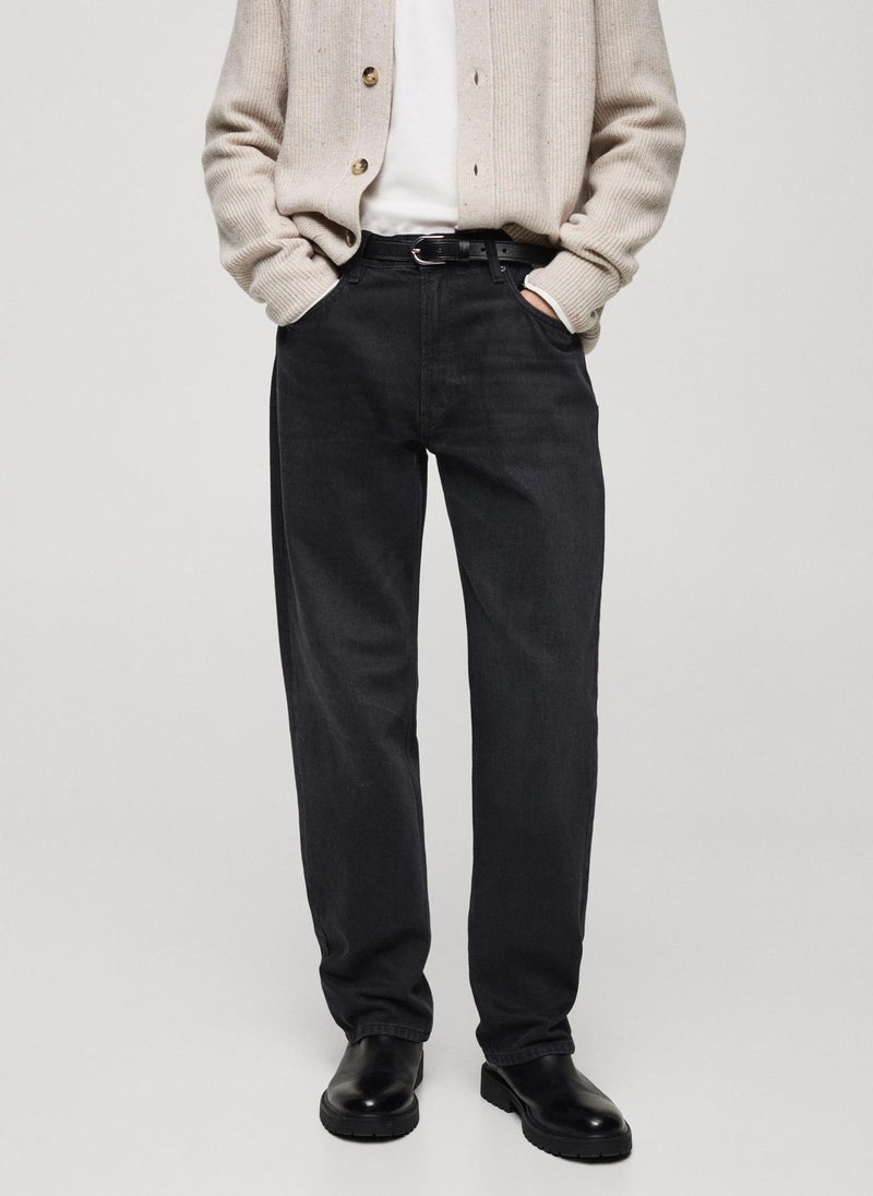 Mango Man Black Straight Fit Jeans  - Image 1