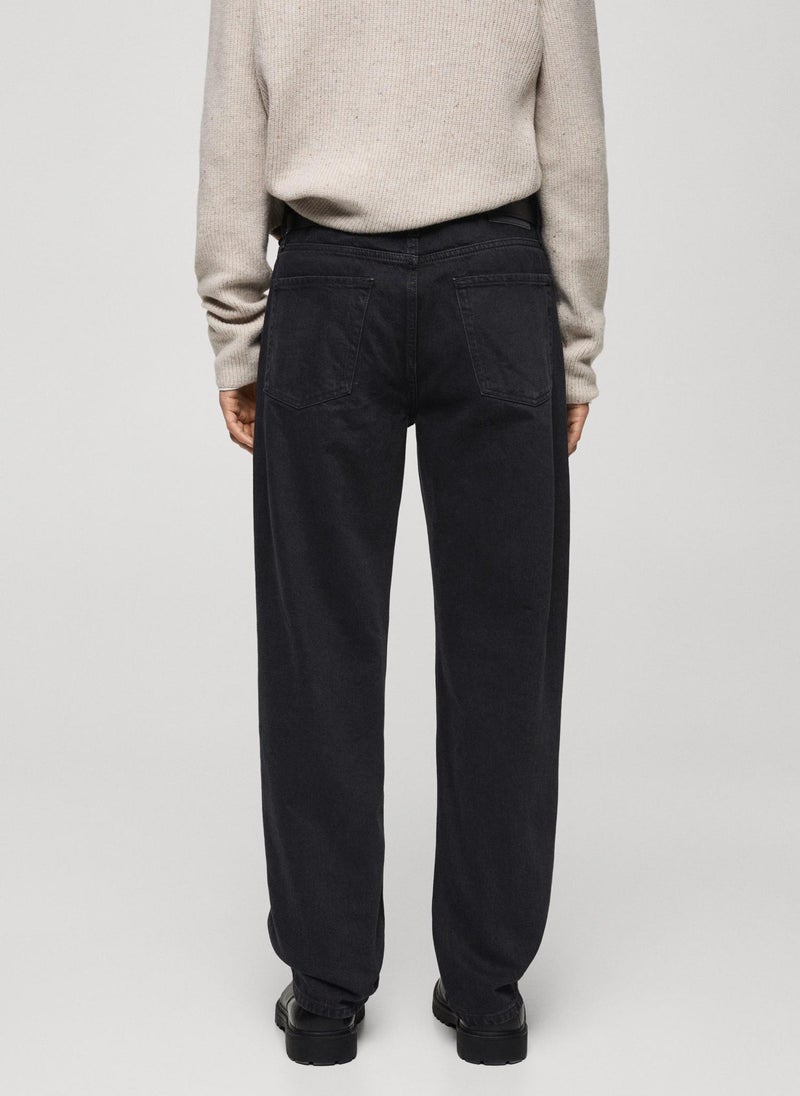 Mango Man Black Straight Fit Jeans  - Image 2