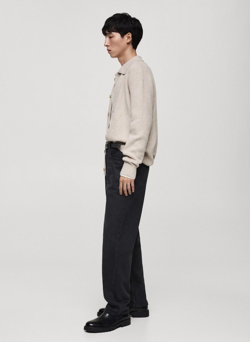 Mango Man Black Straight Fit Jeans  - Image 3