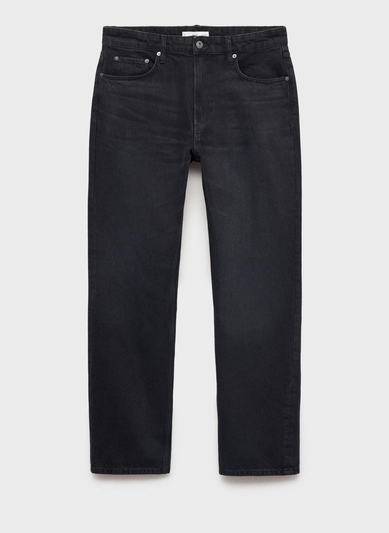Mango Man Black Straight Fit Jeans  - Image 5