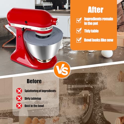 PQPO Silicone Mixers Bowl Cover Compatible with KitchenAid 455 Quart TiltHead Stand Mixers Bowl Grey - Image 3