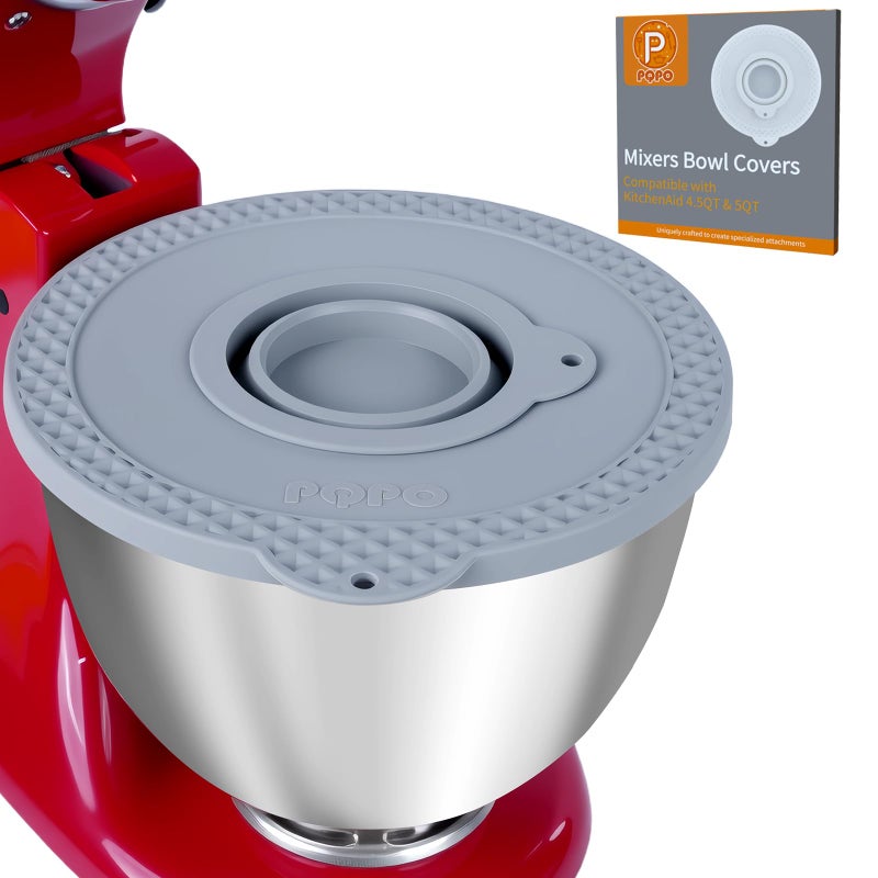 PQPO Silicone Mixers Bowl Cover Compatible with KitchenAid 455 Quart TiltHead Stand Mixers Bowl Grey - Image 2