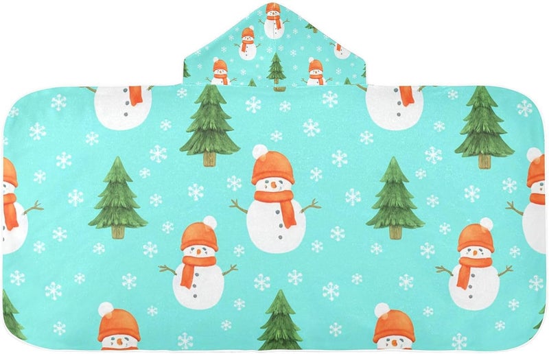 xigua Christmas Snowmen Kids Hooded Bath Towel, Ultra Absorbent Beach Towel Wrap with Hood for Babies, Toddlers, Kids, Soft Kids' Shower Towels for Boys Girls Swim, 50 x 23.5 Inch - Image 1