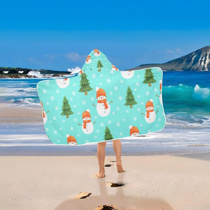 xigua Christmas Snowmen Kids Hooded Bath Towel, Ultra Absorbent Beach Towel Wrap with Hood for Babies, Toddlers, Kids, Soft Kids' Shower Towels for Boys Girls Swim, 50 x 23.5 Inch - Image 5