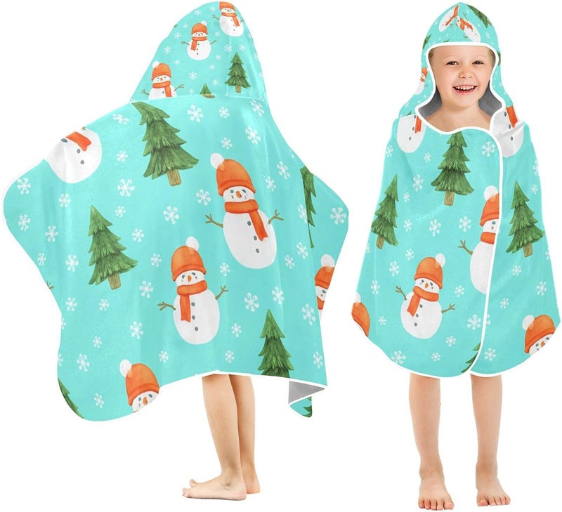 xigua Christmas Snowmen Kids Hooded Bath Towel, Ultra Absorbent Beach Towel Wrap with Hood for Babies, Toddlers, Kids, Soft Kids' Shower Towels for Boys Girls Swim, 50 x 23.5 Inch - Image 2