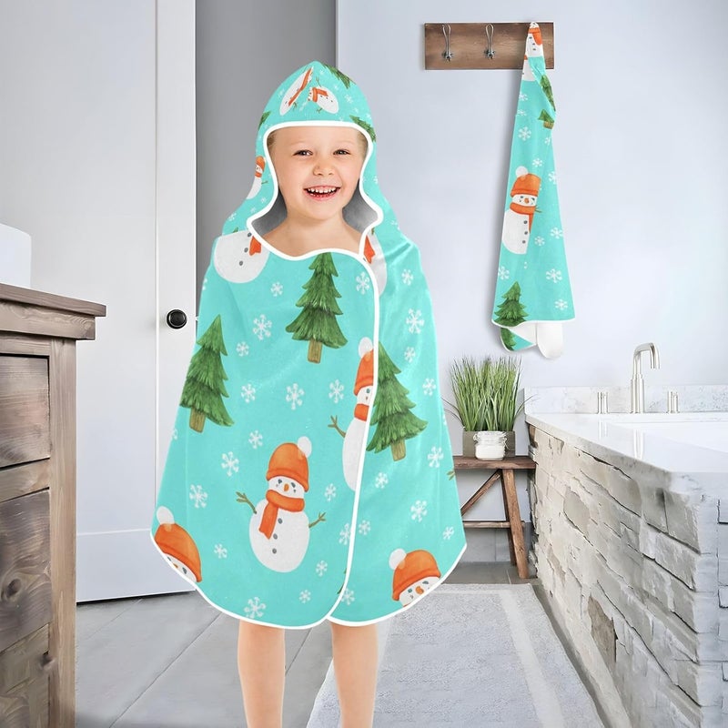 xigua Christmas Snowmen Kids Hooded Bath Towel, Ultra Absorbent Beach Towel Wrap with Hood for Babies, Toddlers, Kids, Soft Kids' Shower Towels for Boys Girls Swim, 50 x 23.5 Inch - Image 4
