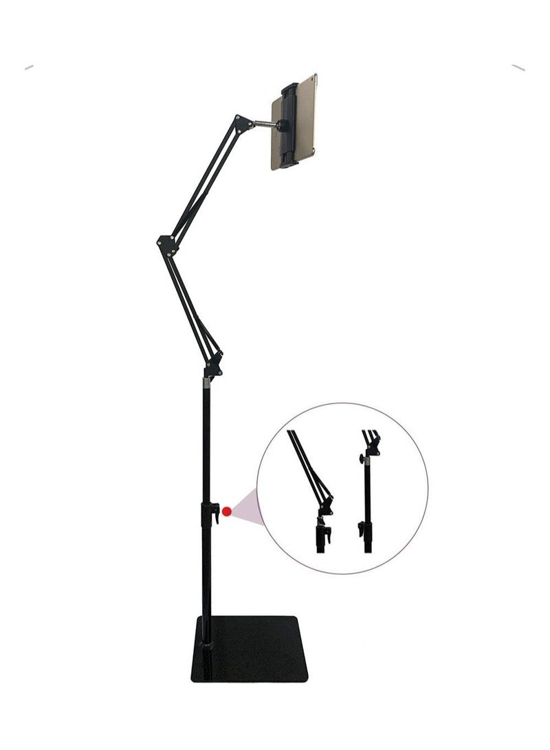 Adjustable Floor Stand for Tablets & Phones – Universal 360° Holder for Devices 3.5" to 11" – Height & Angle Adjustable up to 59" – Black - Image 1