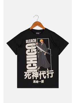 Kids Boy Crew Neck Short Sleeve Brand Logo T-Shirt, Black