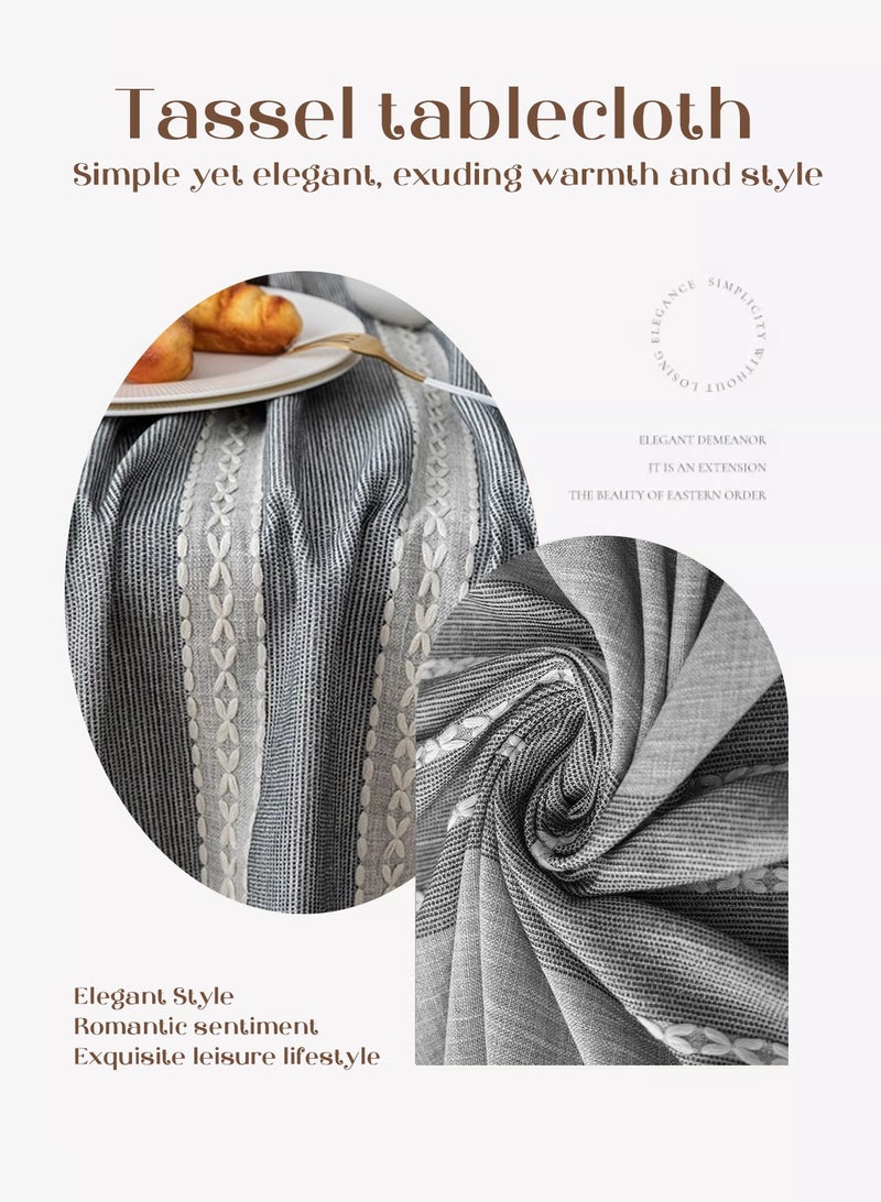 هومار كيت مفارش طاولة، مفرش طاولة مقاوم للماء، أغطية طاولات مقاومة للتجاعيد والبهتان، ديكور ريفي لغطاء الطاولة للمطبخ وغرفة الطعام (مستطيل/مربع، 55 × 86 بوصة و55 × 55 بوصة، 4-6 مقاعد، رمادي فاتح) - Image 2