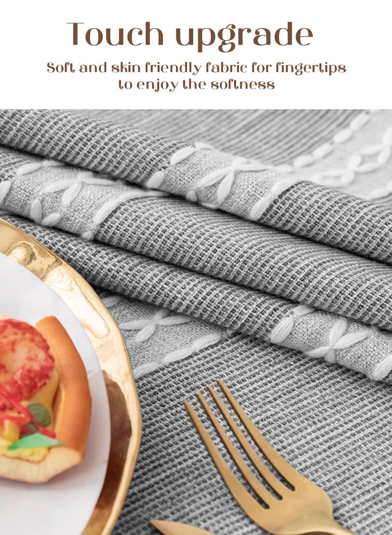 هومار كيت مفارش طاولة، مفرش طاولة مقاوم للماء، أغطية طاولات مقاومة للتجاعيد والبهتان، ديكور ريفي لغطاء الطاولة للمطبخ وغرفة الطعام (مستطيل/مربع، 55 × 86 بوصة و55 × 55 بوصة، 4-6 مقاعد، رمادي فاتح) - Image 3