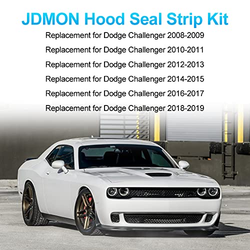 JDMON Replacement for Front Fascia Bumper Hood Seal Dodge Challenger 2008-2019 with Rivets Replace 68051392AA 68051392AB Black - Image 2