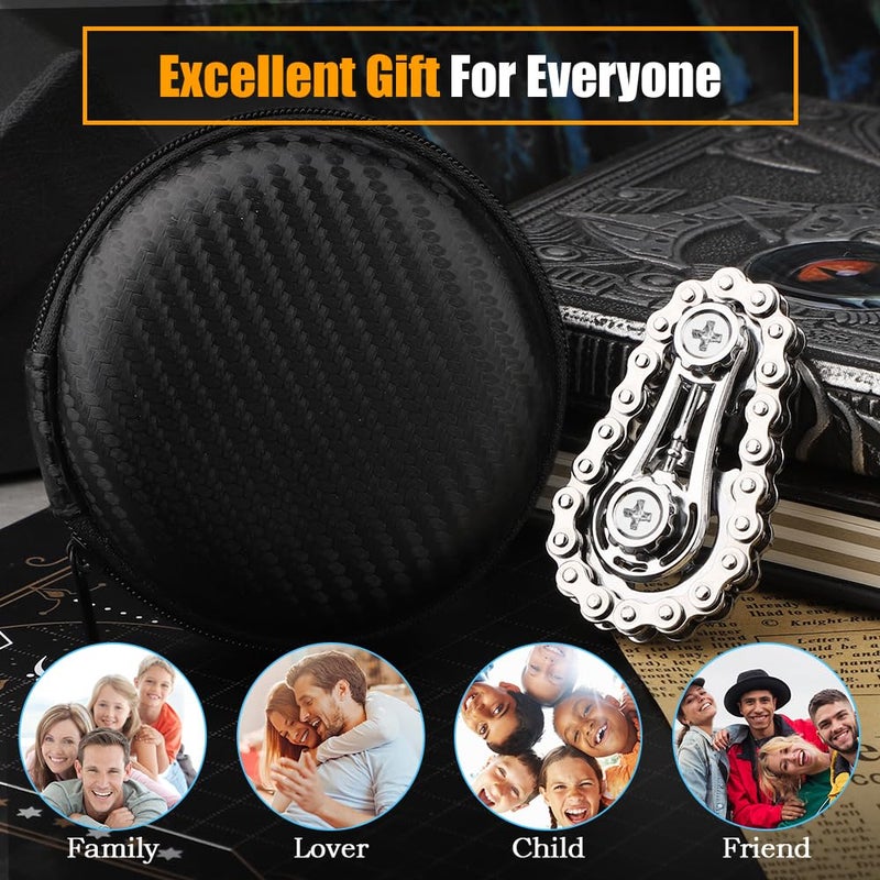 Amarlozn Cool Sprockets Fidget Chain Hand Roller, Assemble Fidget Spinner Ring Toys for Kids Adults, Metal Handheld Sensory Bike Chain Gears Cube, EDC Stress Relief Fidget Toy Kinetic Desk Office Gift - Image 5
