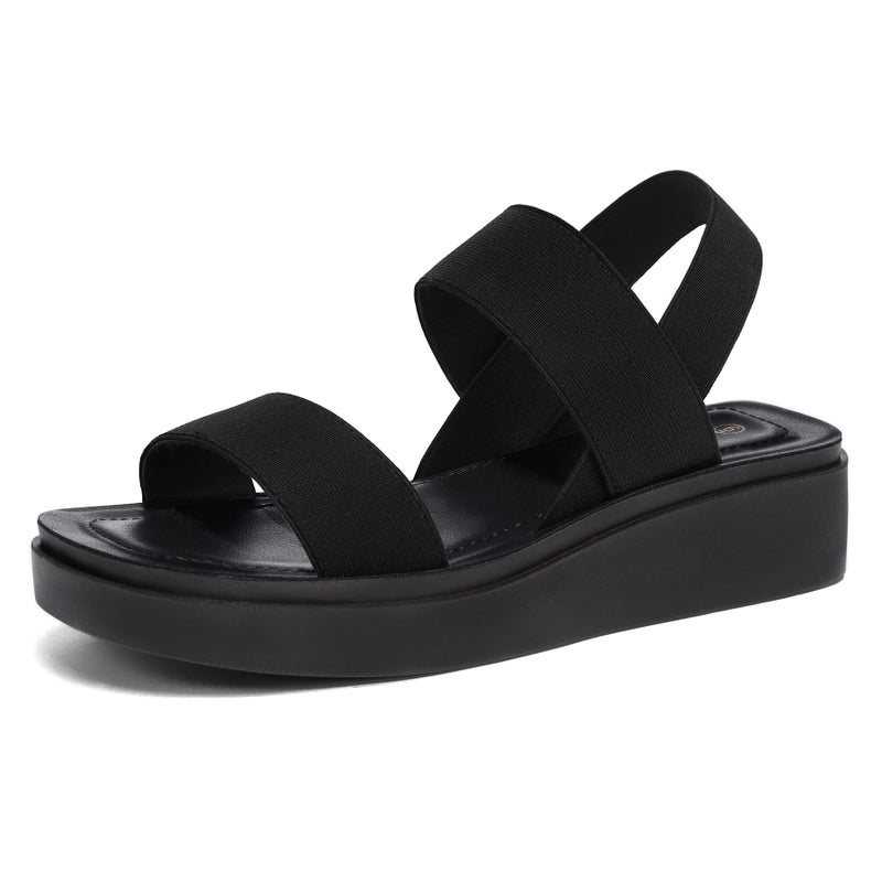 mysoft Women's Platform Wedges Sandals Slingback Lightweight Elastic Ankle Strap Low Wedges Walking Sandals Comfortable Slip On Casual Shoes - Image 1
