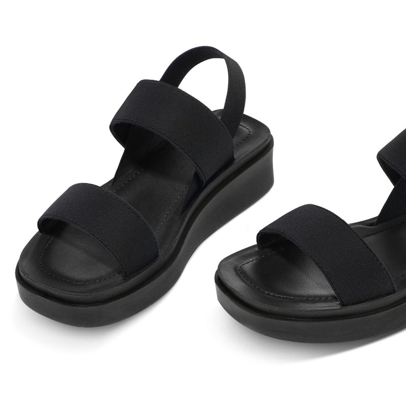 mysoft Women's Platform Wedges Sandals Slingback Lightweight Elastic Ankle Strap Low Wedges Walking Sandals Comfortable Slip On Casual Shoes - Image 3