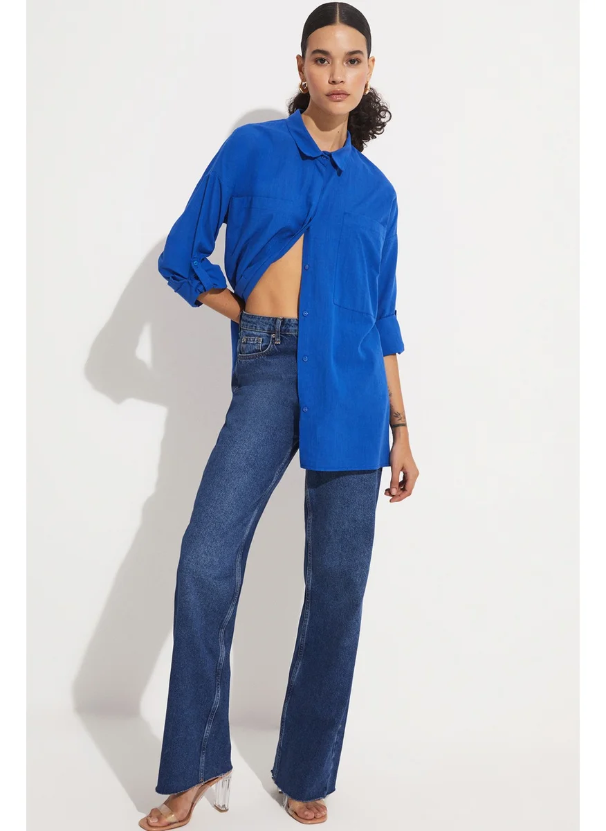 جون Women's Boyfriend/Wide Cut 100% Cotton Shirt